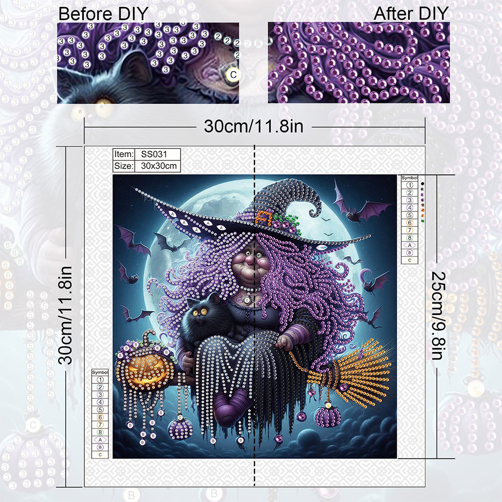 Halloween Witch - Special Shaped Drill Diamond Painting 30*30CM