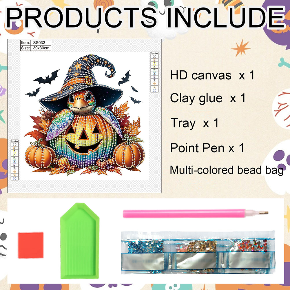 Halloween Pumpkin Turtle - Special Shaped Drill Diamond Painting 30*30CM