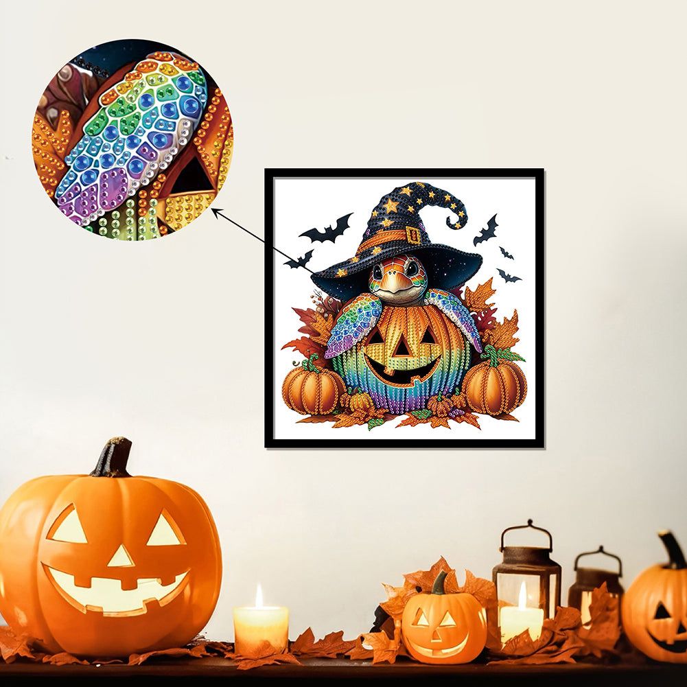 Halloween Pumpkin Turtle - Special Shaped Drill Diamond Painting 30*30CM