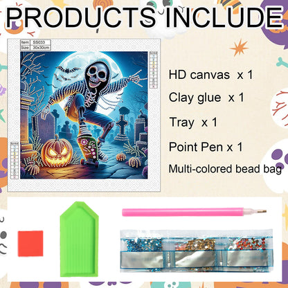 Halloween Skeleton - Special Shaped Drill Diamond Painting 30*30CM