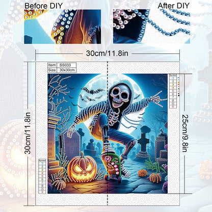 Halloween Skeleton - Special Shaped Drill Diamond Painting 30*30CM