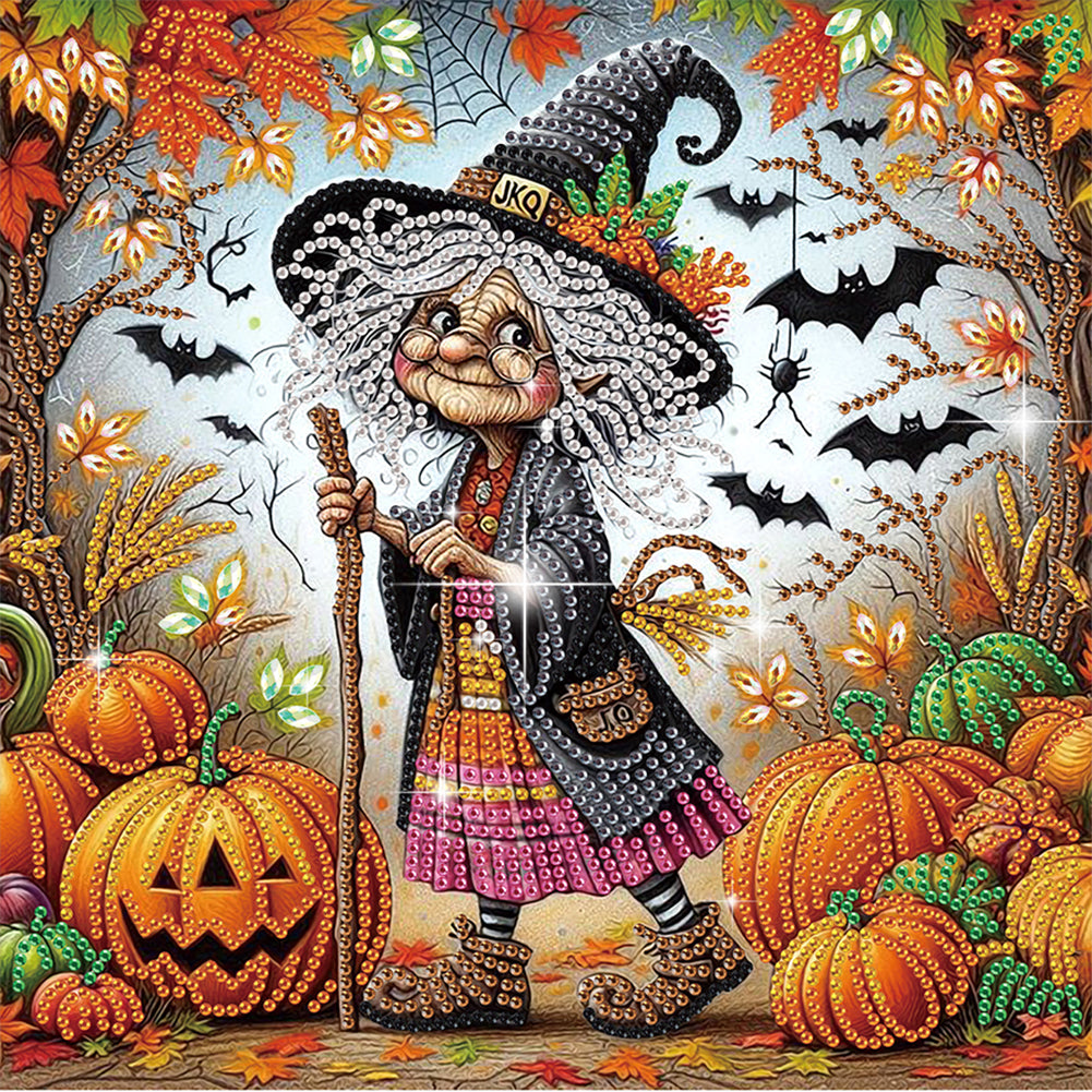 Halloween Witch Pumpkin - Special Shaped Drill Diamond Painting 30*30CM