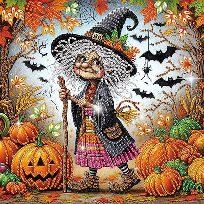 Halloween Witch Pumpkin - Special Shaped Drill Diamond Painting 30*30CM