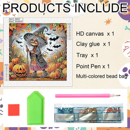 Halloween Witch Pumpkin - Special Shaped Drill Diamond Painting 30*30CM