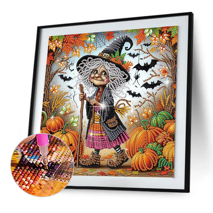 Halloween Witch Pumpkin - Special Shaped Drill Diamond Painting 30*30CM