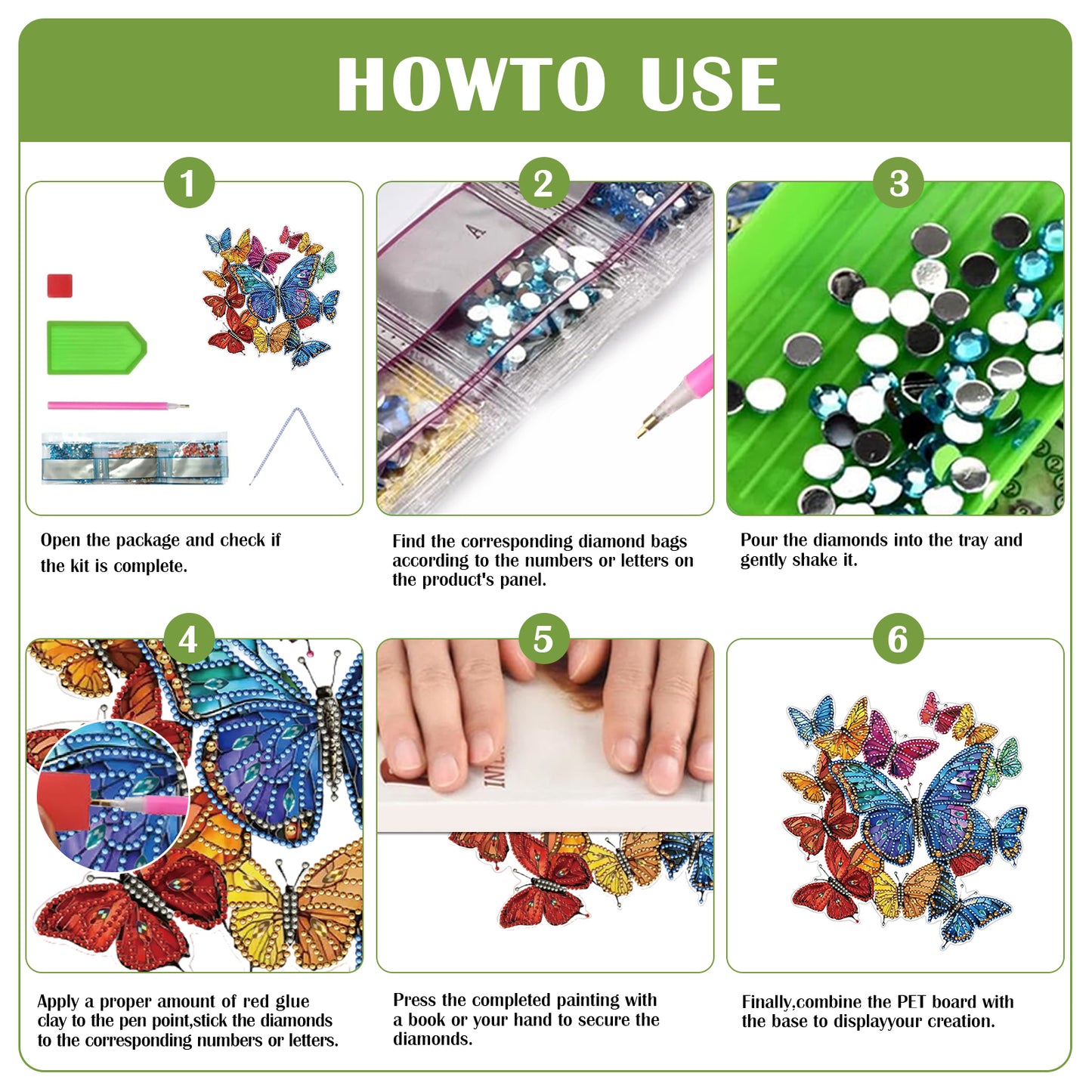 2D Flat DIY Butterfly Diamond Art Pendant Diamond Painting Set Home Wall Decor