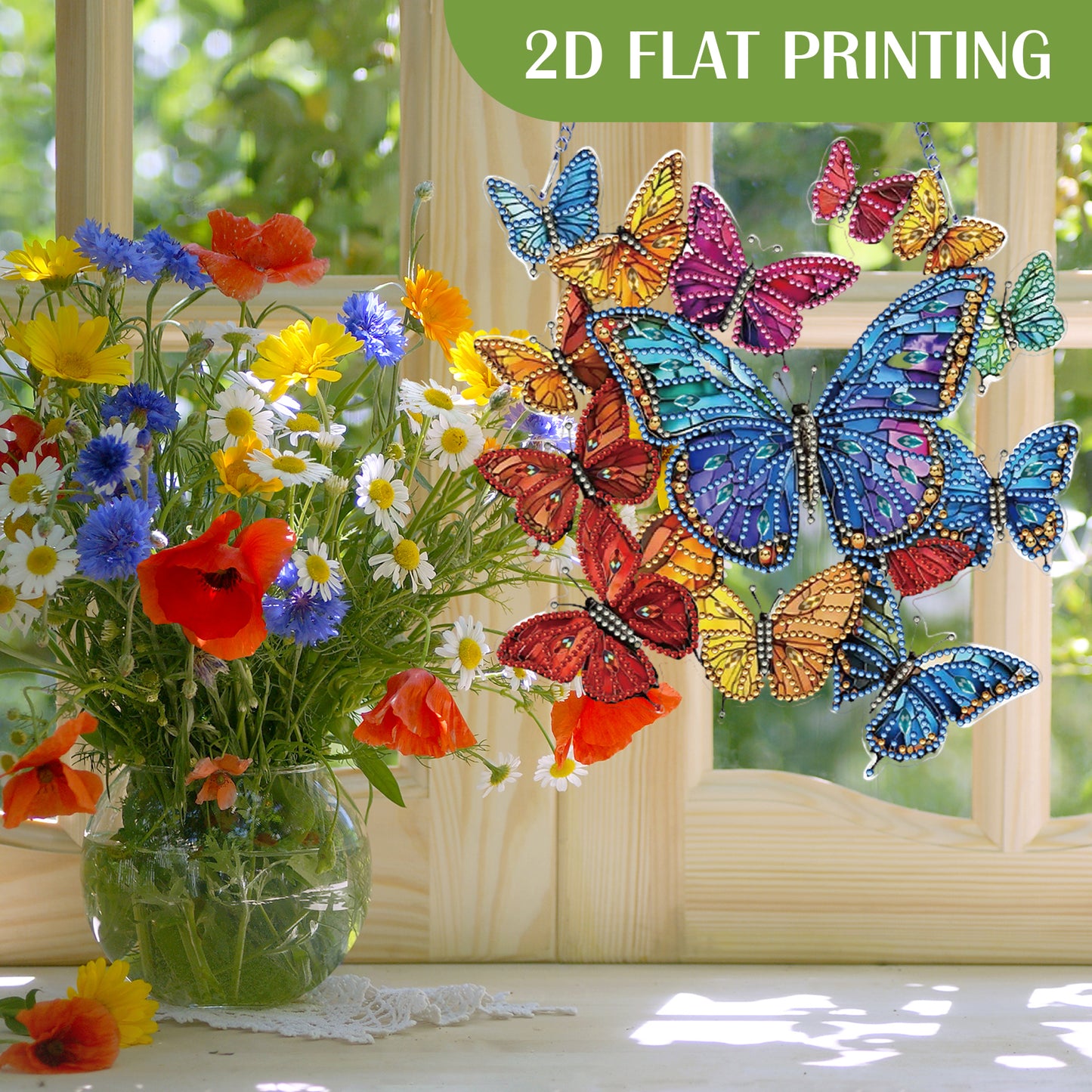 2D Flat DIY Butterfly Diamond Art Pendant Diamond Painting Set Home Wall Decor
