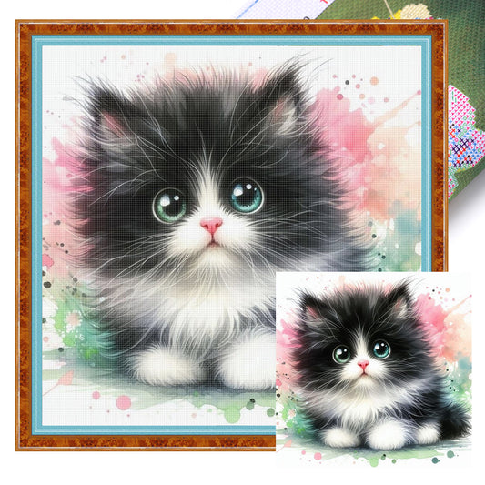 Cute Kitten - 18CT Stamped Cross Stitch 25*25CM