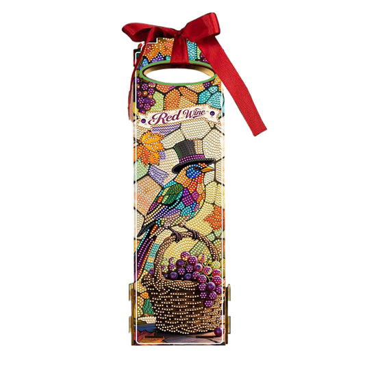 Wooden 5D/DIY Diamond Painting Art Wine Bag Kit for Party Wine Decor (Birds)