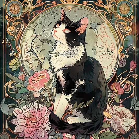 Black Cat - 11CT Stamped Cross Stitch 50*50CM
