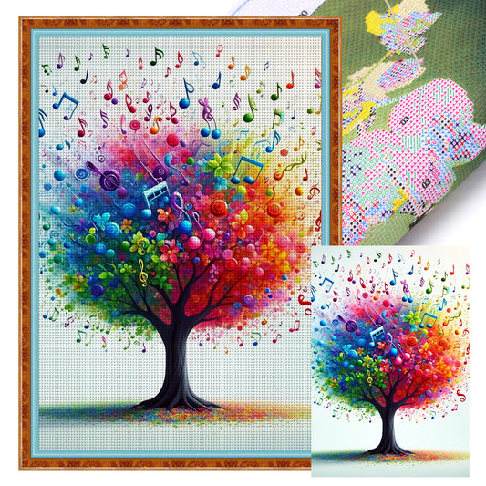 Colorful Musical Note Tree - 11CT Stamped Cross Stitch 40*60CM