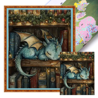 Books And Dragon - 11CT Stamped Cross Stitch 40*50CM