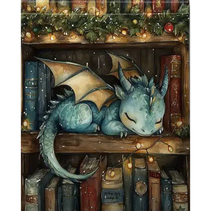 Books And Dragon - 11CT Stamped Cross Stitch 40*50CM