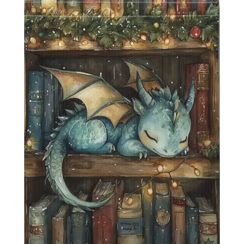 Books And Dragon - 11CT Stamped Cross Stitch 40*50CM