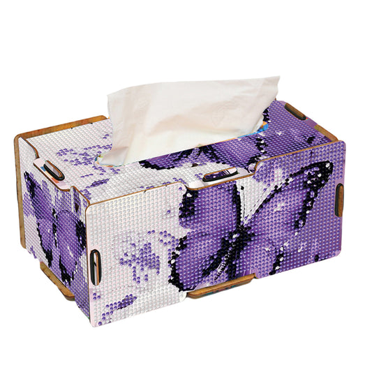 Diamond Painting Tissue Box Kits Rhinestone Craft Kit (Purple Butterfly)