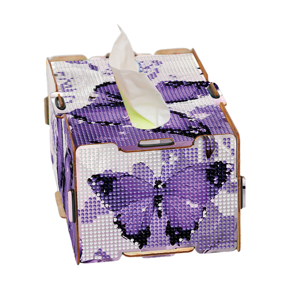 Diamond Painting Tissue Box Kits Rhinestone Craft Kit (Purple Butterfly)
