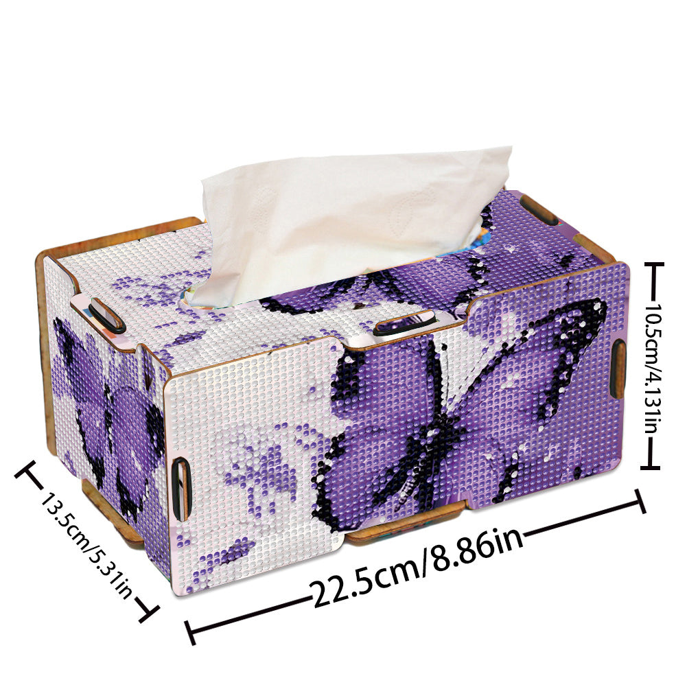 Diamond Painting Tissue Box Kits Rhinestone Craft Kit (Purple Butterfly)