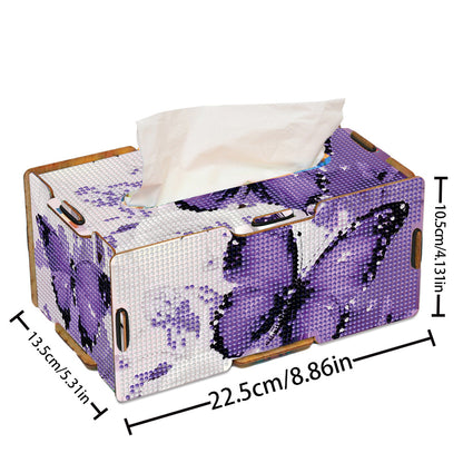 Diamond Painting Tissue Box Kits Rhinestone Craft Kit (Purple Butterfly)