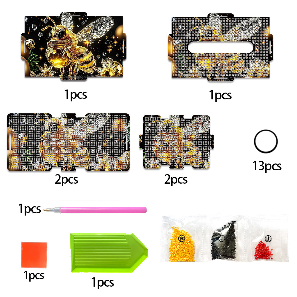 Diamond Painting Tissue Box Kits Decorative Rhinestone Craft Kit (Golden Bee)