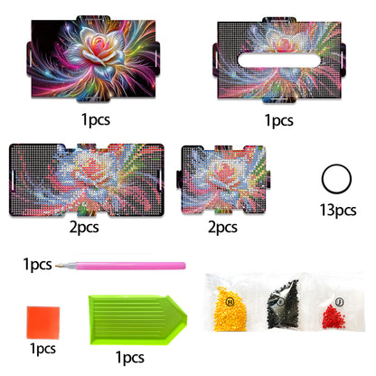 Diamond Painting Tissue Box Kits Rhinestone Craft Kit (Colorful White Rose)