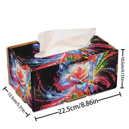 Diamond Painting Tissue Box Kits Rhinestone Craft Kit (Colorful White Rose)