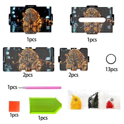 Diamond Painting Tissue Box Kits Rhinestone Craft Kit (Glowing Leopard)