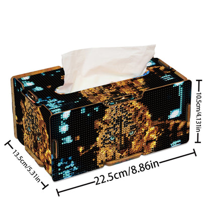 Diamond Painting Tissue Box Kits Rhinestone Craft Kit (Glowing Leopard)