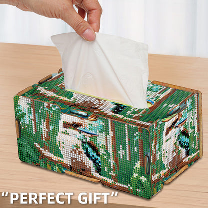 Diamond Painting Tissue Box Kits Rhinestone Craft Kit (Blue Hummingbird)