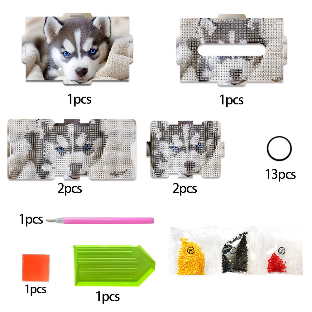 Diamond Painting Tissue Box Kits Decorative Rhinestone Craft Kit (Husky)