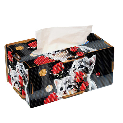 Diamond Painting Tissue Box Kits Decorative Rhinestone Craft Kit (Rose Kitten)