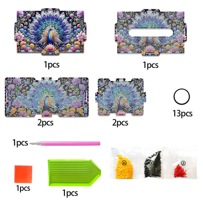 Diamond Painting Tissue Box Kits Decorative Rhinestone Craft Kit (Peacock)