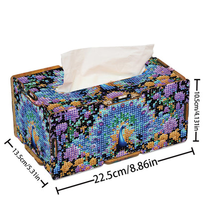 Diamond Painting Tissue Box Kits Decorative Rhinestone Craft Kit (Peacock)