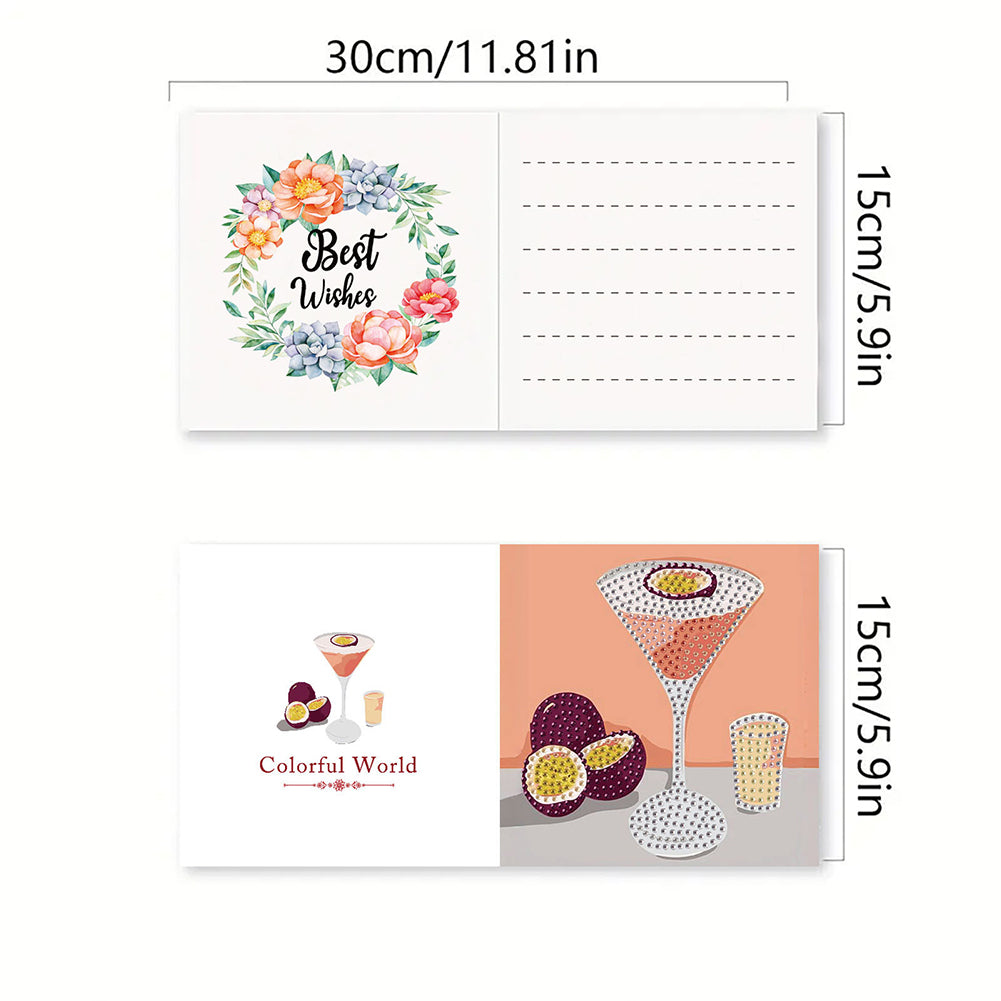 6PCS DIY Diamond Art Greeting Cards Cup Theme Congratulations Cards & Gifts