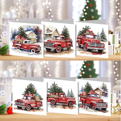 6PCS DIY Diamond Art Greeting Cards Christmas Car Congratulations Cards & Gifts