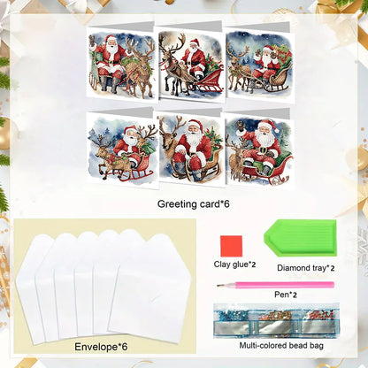 6PCS DIY Diamond Art Greeting Cards Santa Claus Congratulations Cards Gifts