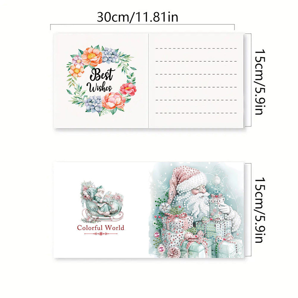 6PCS DIY Diamond Art Greeting Cards Santa Claus Congratulations Cards Gifts