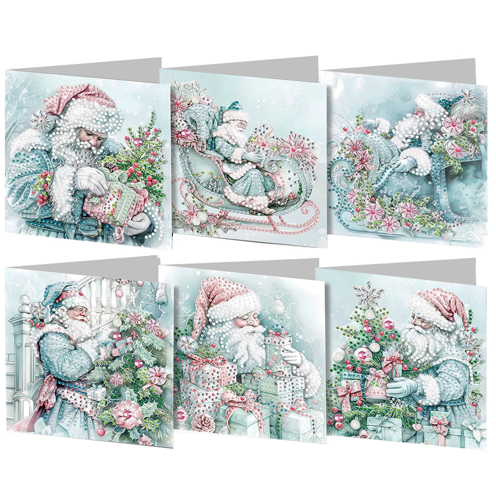 6PCS DIY Diamond Art Greeting Cards Santa Claus Congratulations Cards Gifts