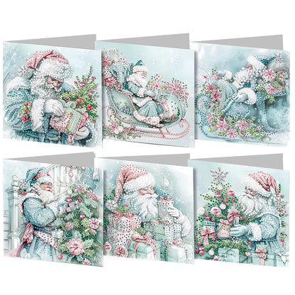 6PCS DIY Diamond Art Greeting Cards Santa Claus Congratulations Cards Gifts