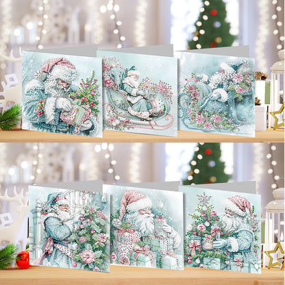 6PCS DIY Diamond Art Greeting Cards Santa Claus Congratulations Cards Gifts