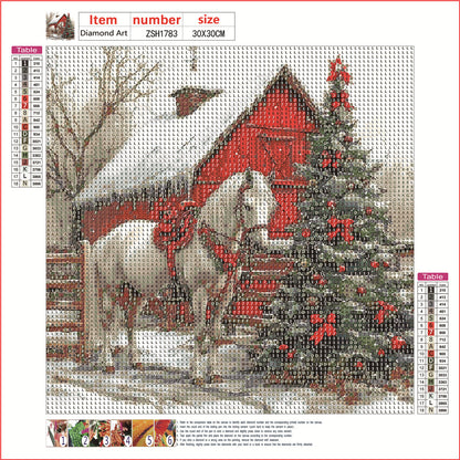 Christmas Mood Horse - Full Round Drill Diamond Painting 30*30CM