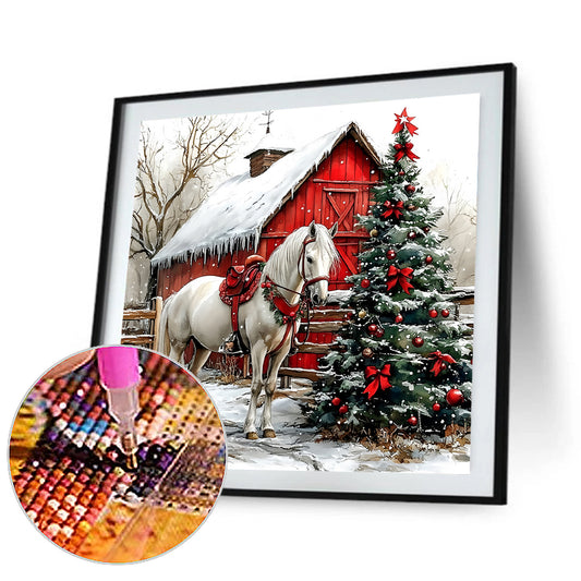 Christmas Horse - Full Round Drill Diamond Painting 30*30CM
