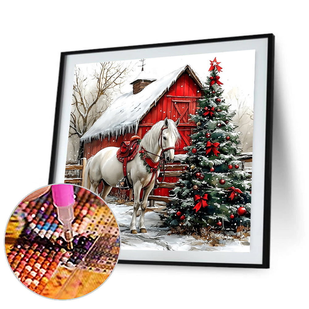 Christmas Mood Horse - Full Round Drill Diamond Painting 30*30CM