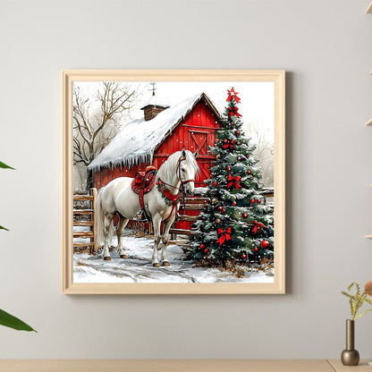 Christmas Horse - Full Round Drill Diamond Painting 30*30CM
