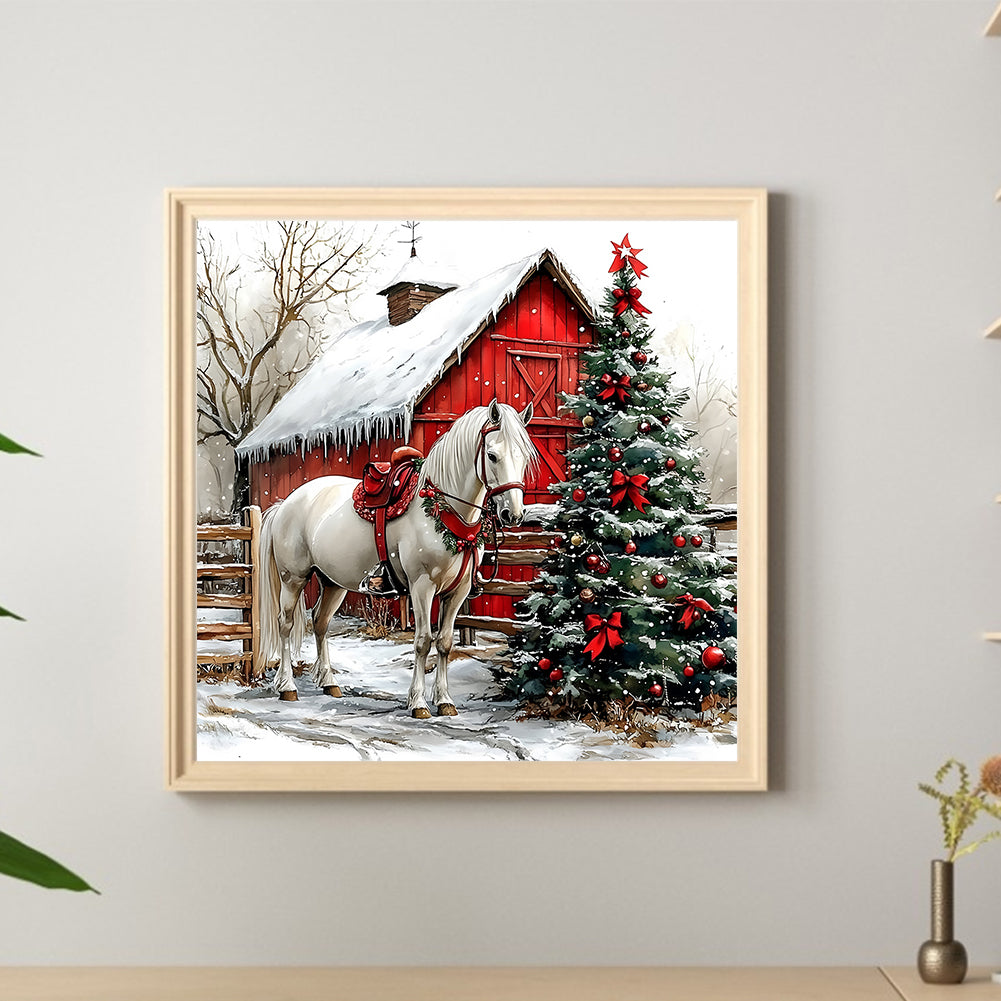 Christmas Mood Horse - Full Round Drill Diamond Painting 30*30CM