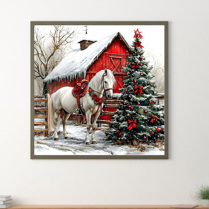 Christmas Mood Horse - Full Round Drill Diamond Painting 30*30CM