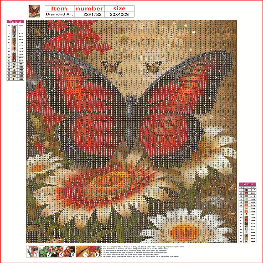 Butterfly And Daisy - Full Round Drill Diamond Painting 30*40CM