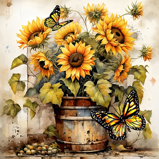 Sunflower Bouquet - Full Round Drill Diamond Painting 30*30CM