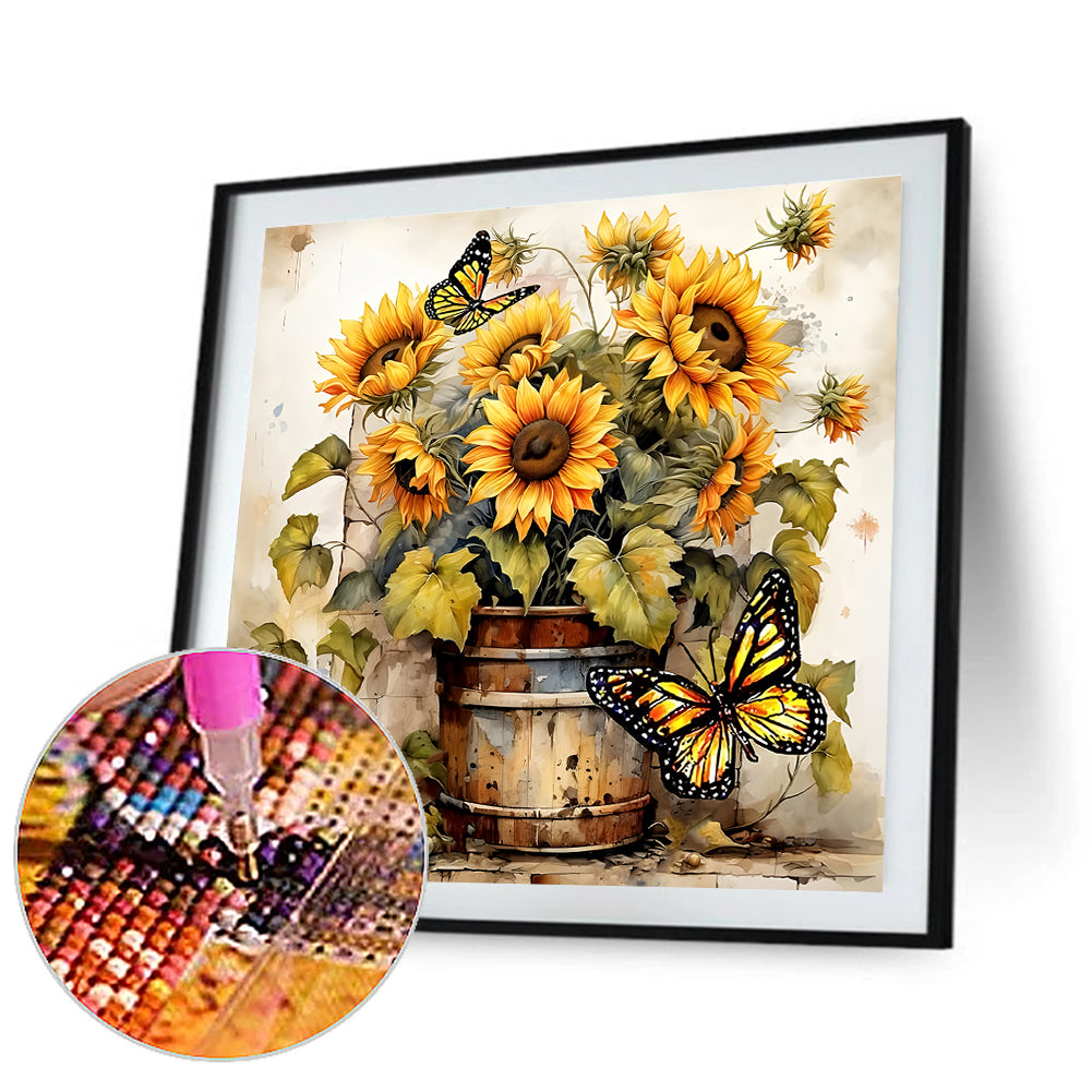 Sunflower Bouquet - Full Round Drill Diamond Painting 30*30CM