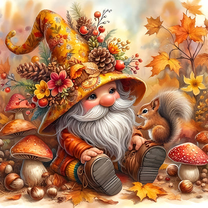 Autumn Gnome - Full Round Drill Diamond Painting 40*40CM