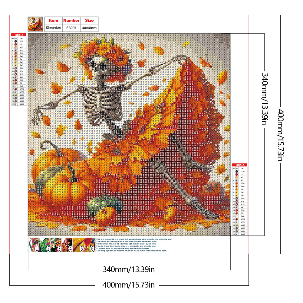 Skeleton Leaf Skirt - Full Round Drill Diamond Painting 40*40CM